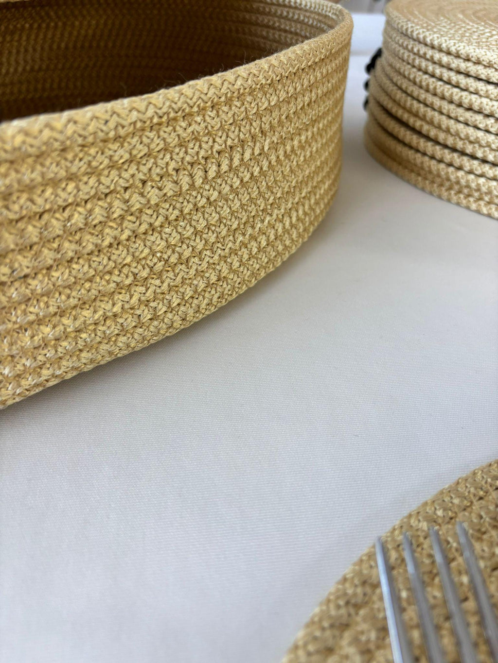 Handmade Woven Placemats & Box with lid Set: Boho Table Decor