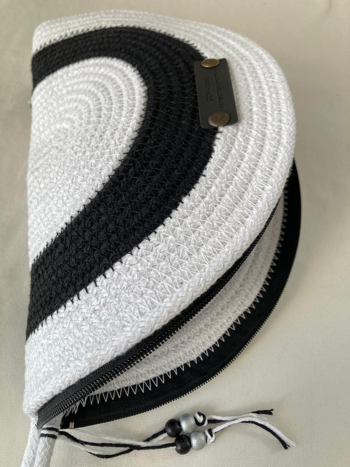 Crochet Half Moon Clutch: Handmade Cotton Wrist Bag