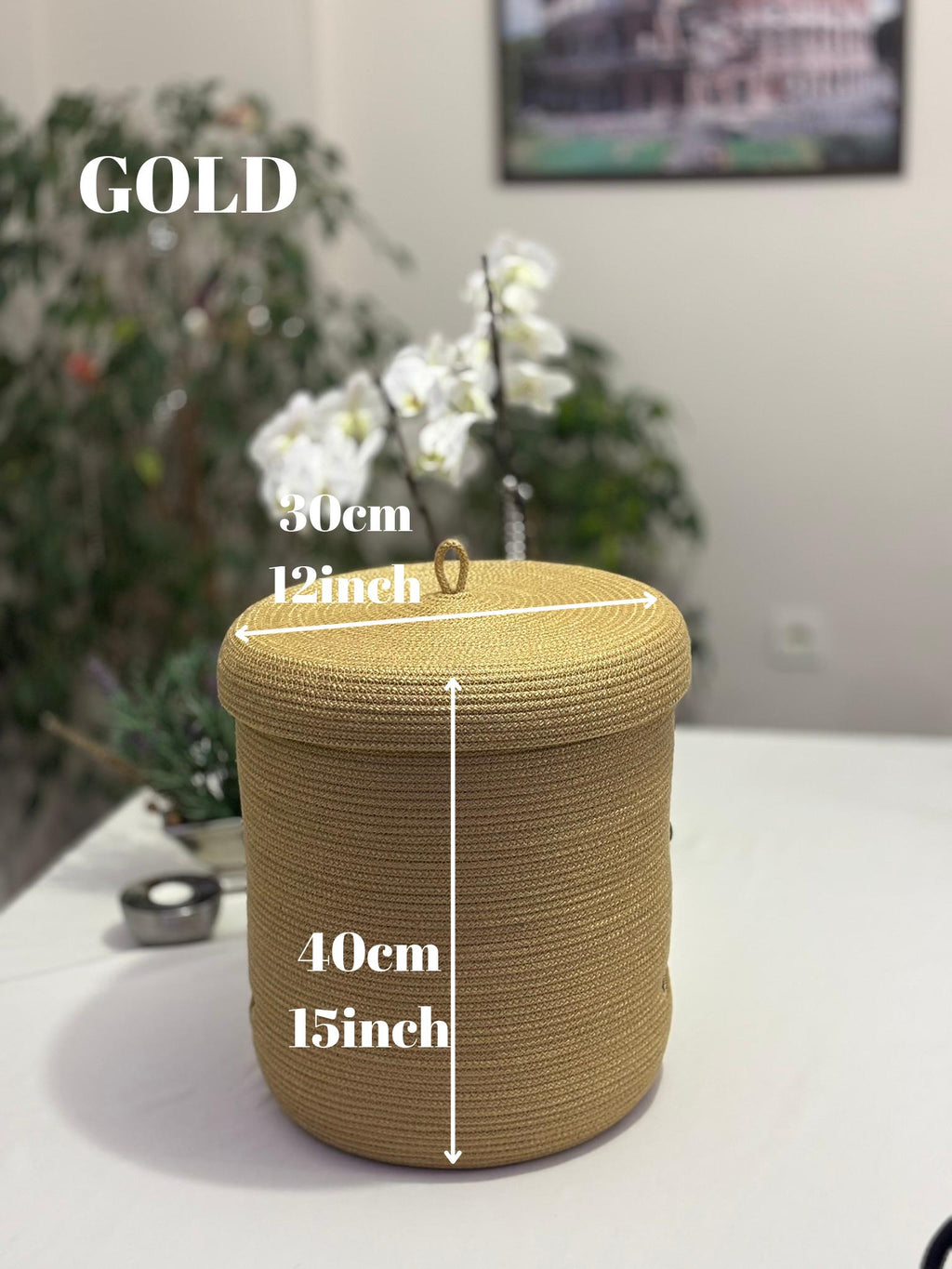 Handmade Woven Rope Basket with Lid: Versatile Home Organizer Multiple Color