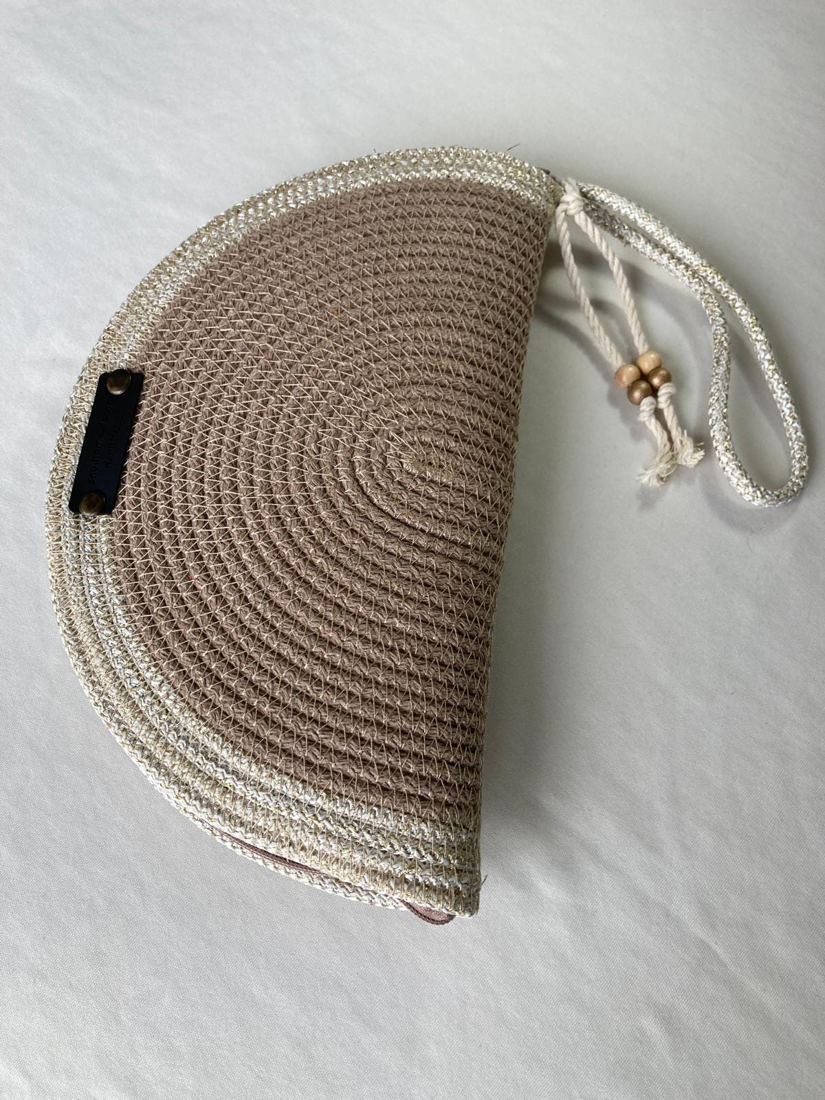 Crochet Half Moon Clutch: Handmade Cotton Wrist Bag