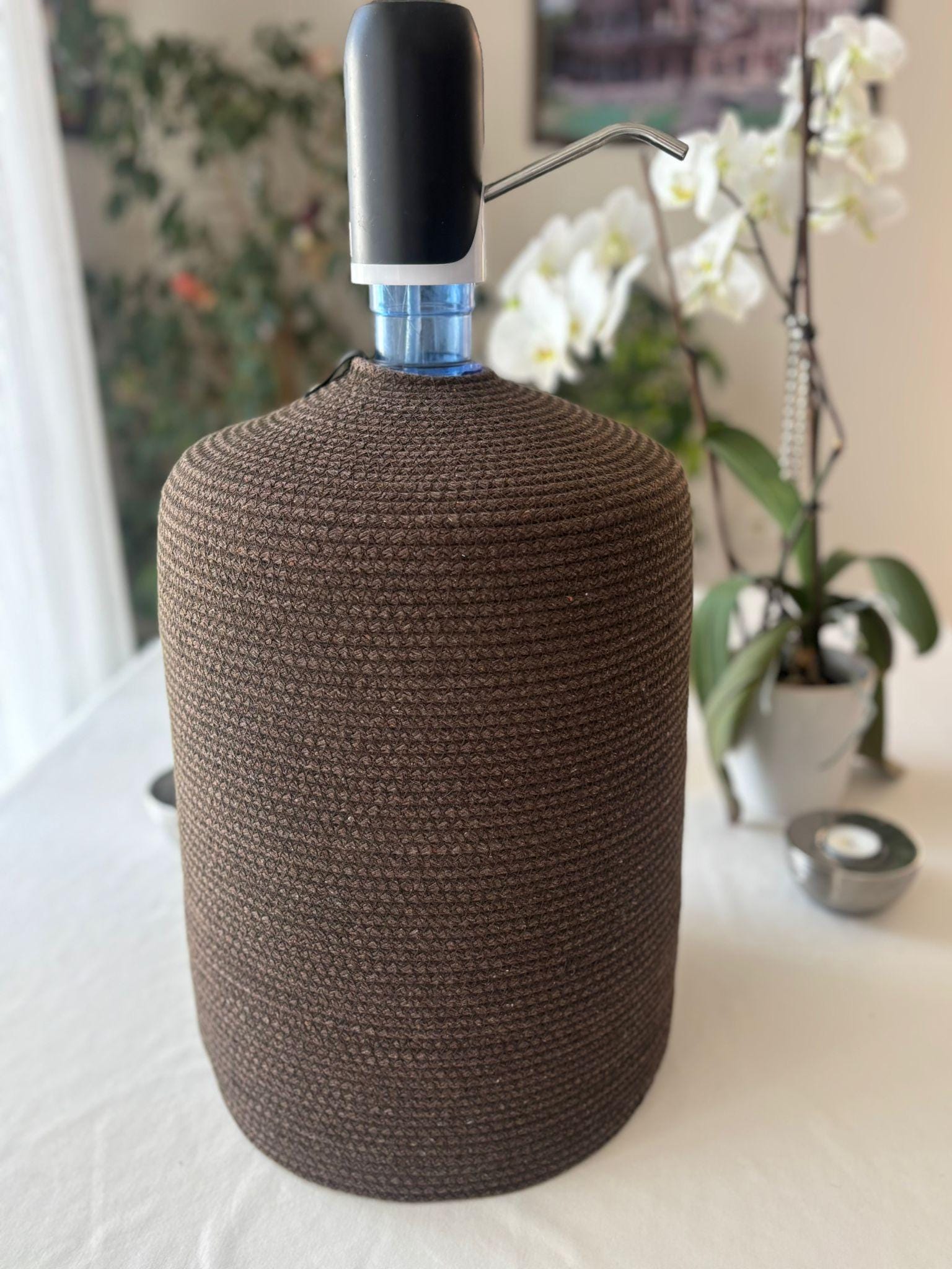Handmade Jute Water Jug Cover: 5 Gallon Crochet Carboy Protector