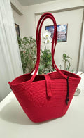 Handgewebte rote Seil-Umhängetasche: Rote Boho Strandtasche