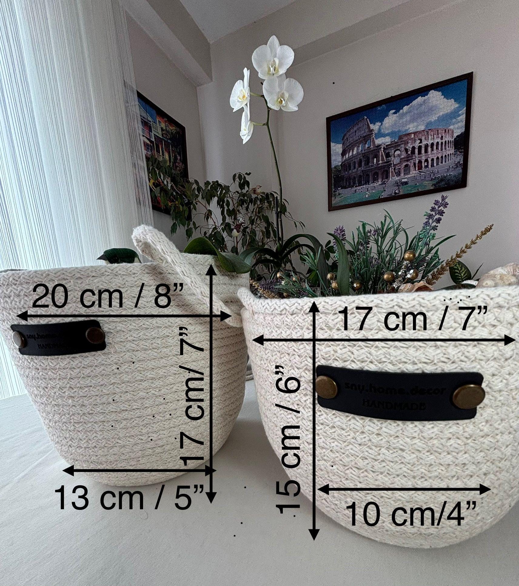 Handmade Crochet Cotton Hanging Planter Basket Set: Indoor/Outdoor Decor