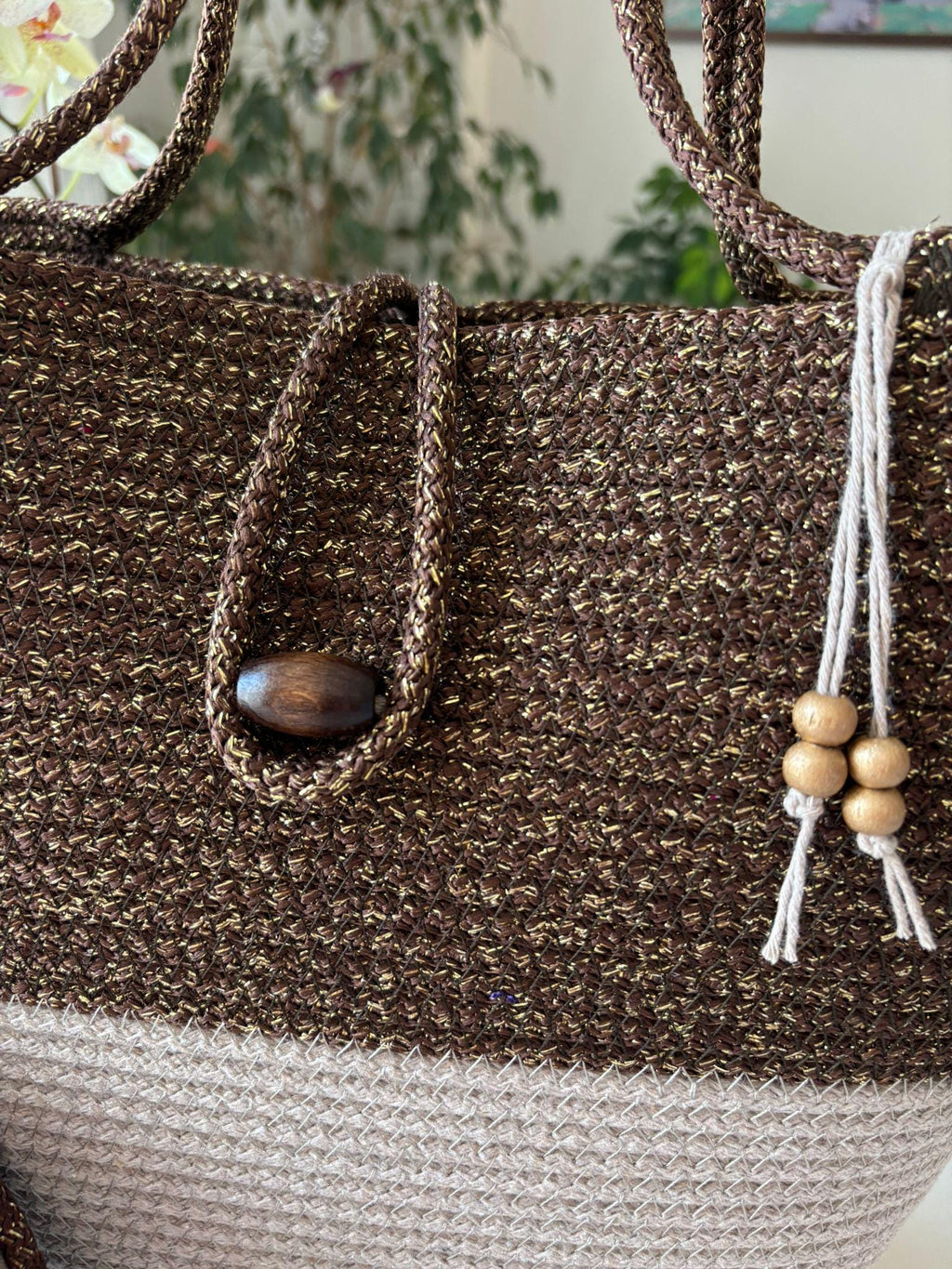 Handwoven Jute Rope Shoulder Bag: Boho Beach Tote