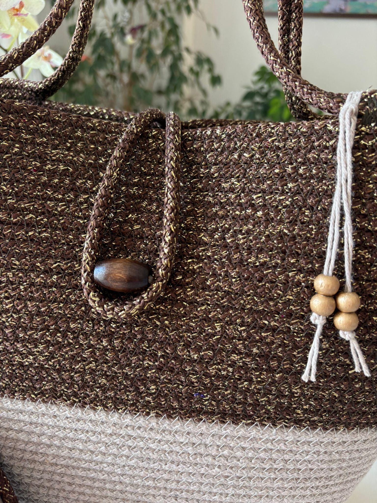 Handwoven Jute Rope Shoulder Bag: Boho Beach Tote