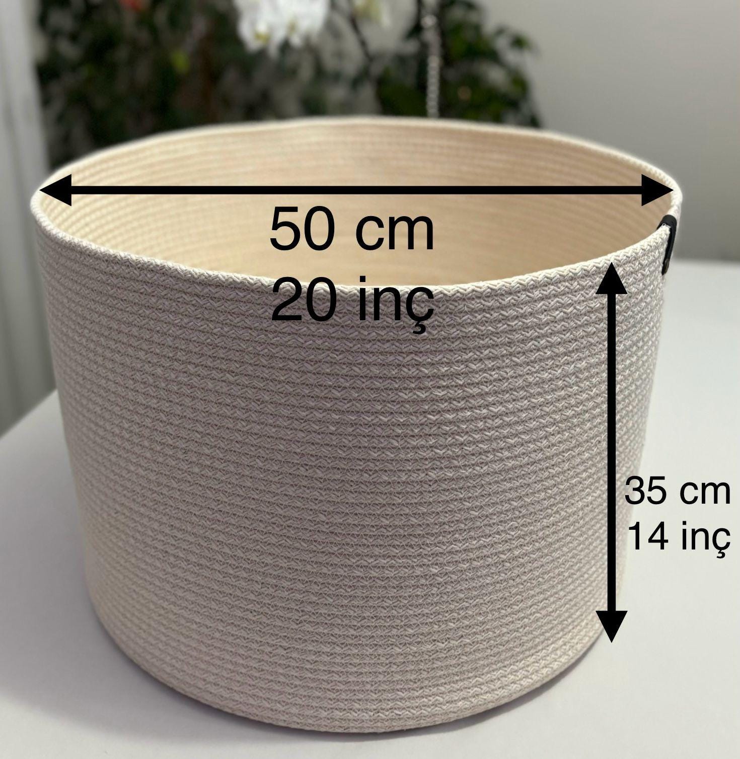 Handmade Cotton Rope Basket with Lid: XL Woven Storage Organizer