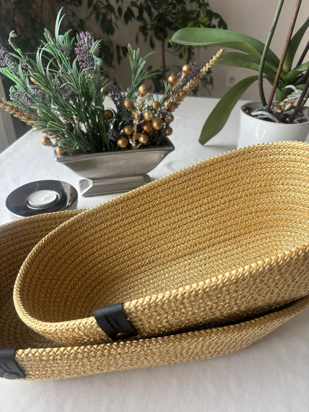 Handmade Woven Bread Basket Set: Rustic Kitchen Table Decor