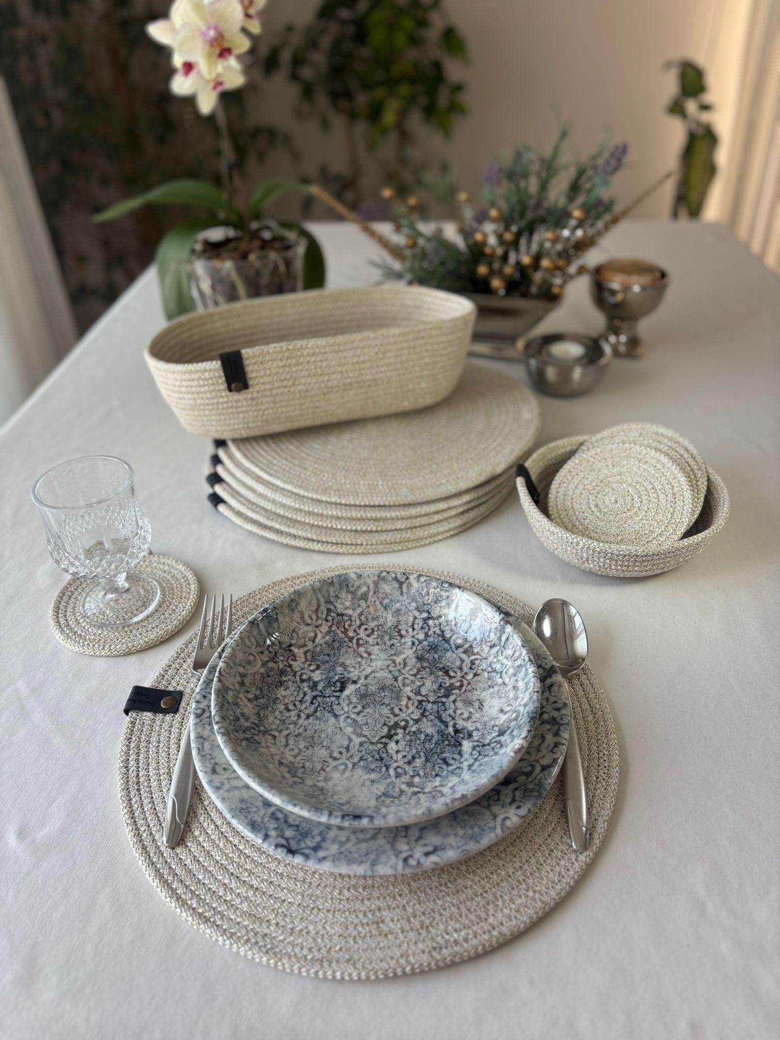 Handmade Cotton Rope Placemat Set: Dining Table Decor