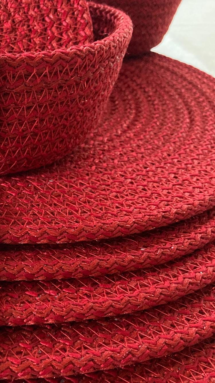 Red Cotton Rope Placemat Set: Dining Table Decor, Bread Basket & Coasters