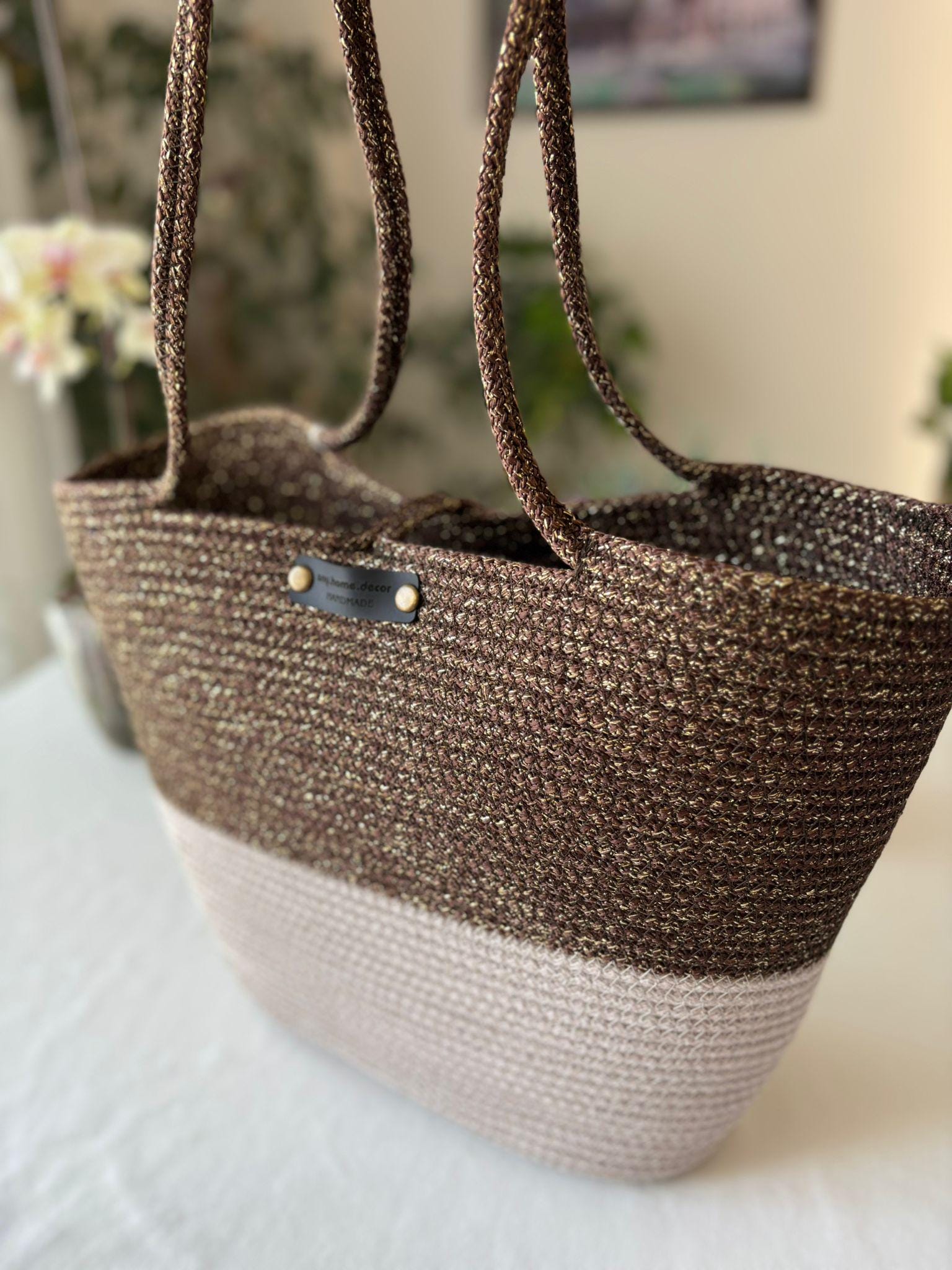 Handgewebte Jute-Seil-Umhängetasche: Boho Strandtasche