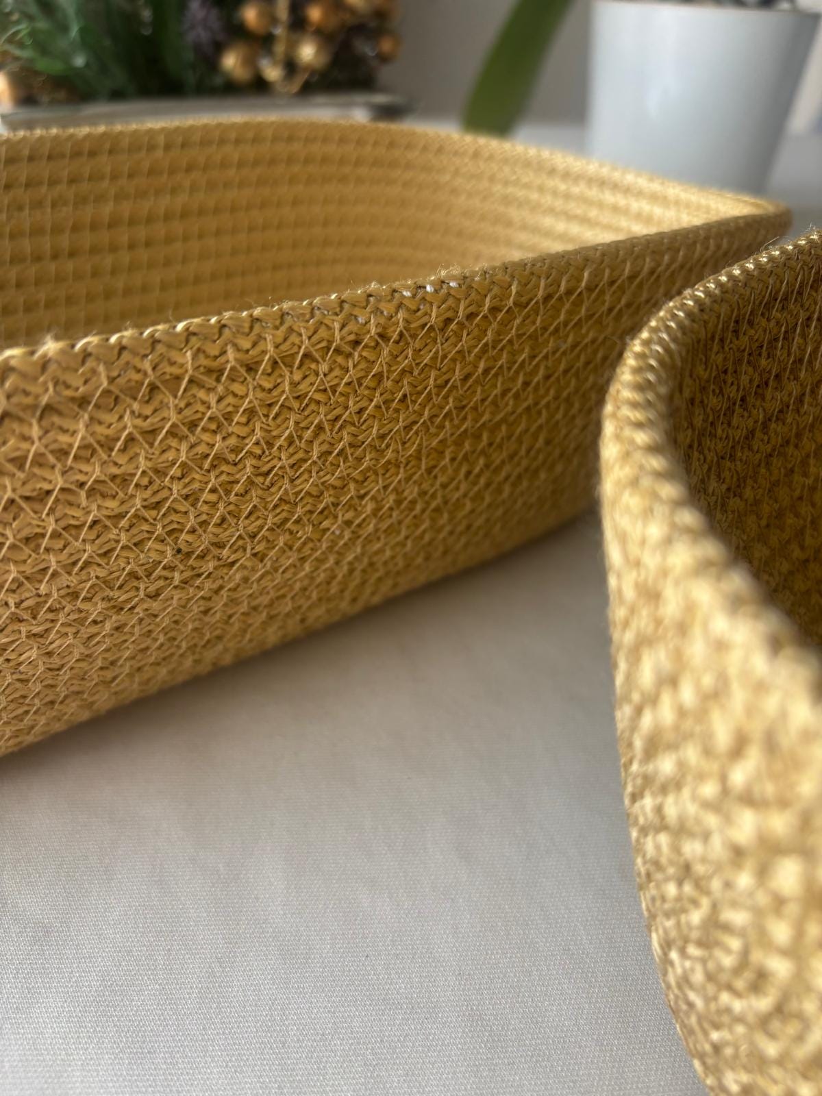 Handmade Woven Bread Basket Set: Rustic Kitchen Table Decor