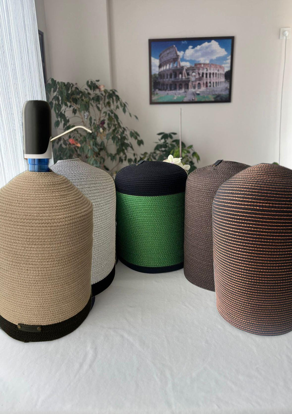 Handgemachte Jute-Wasserflaschenhülle: 5 Gallonen Häkel-Kanister-Schutz