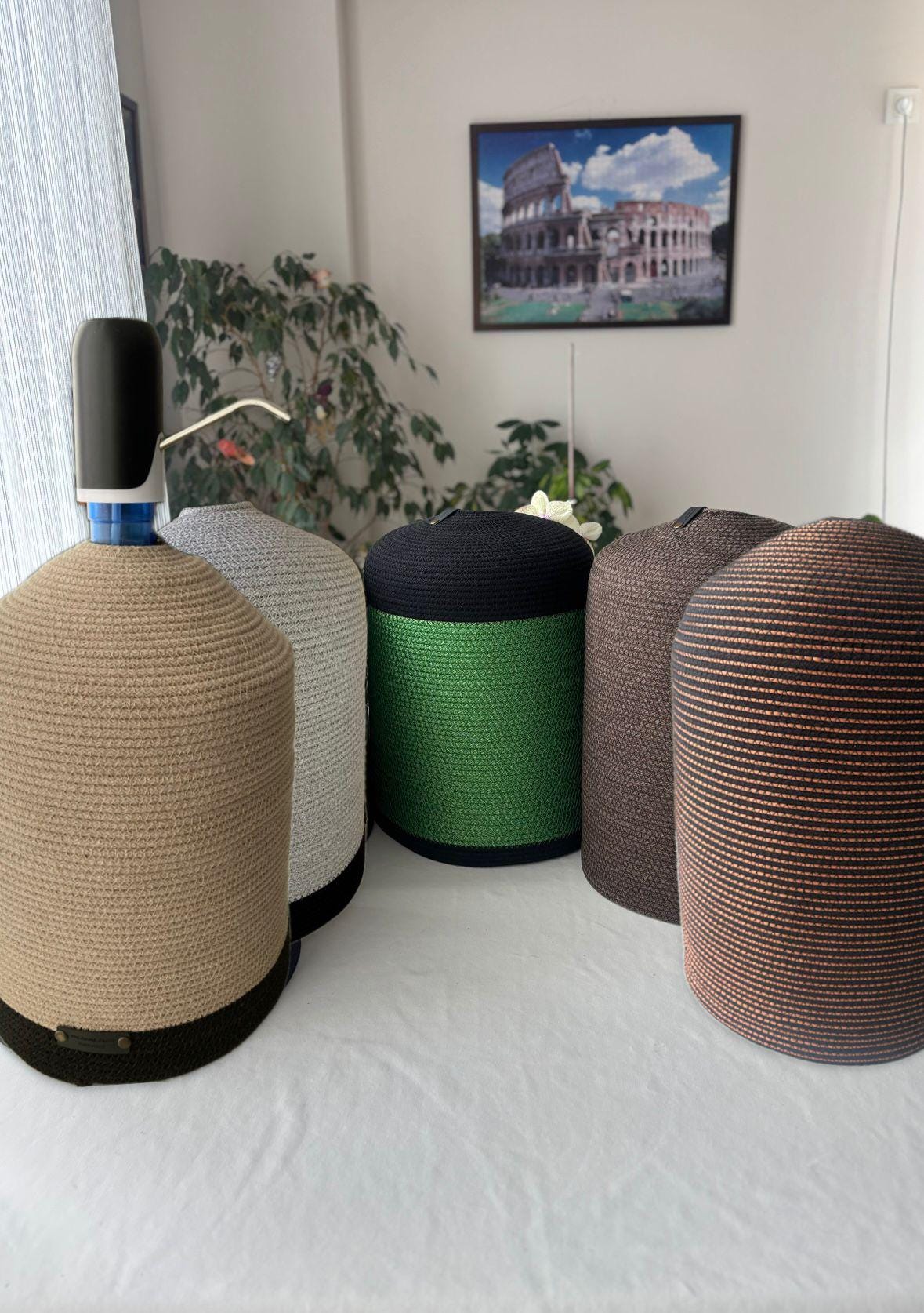 Handmade Jute Water Jug Cover: 5 Gallon Crochet Carboy Protector