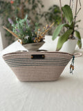 Beige&Grün Handgefertigte geflochtene Jutetasche und Beutel-Set: Beige Clutch & Strandtasche