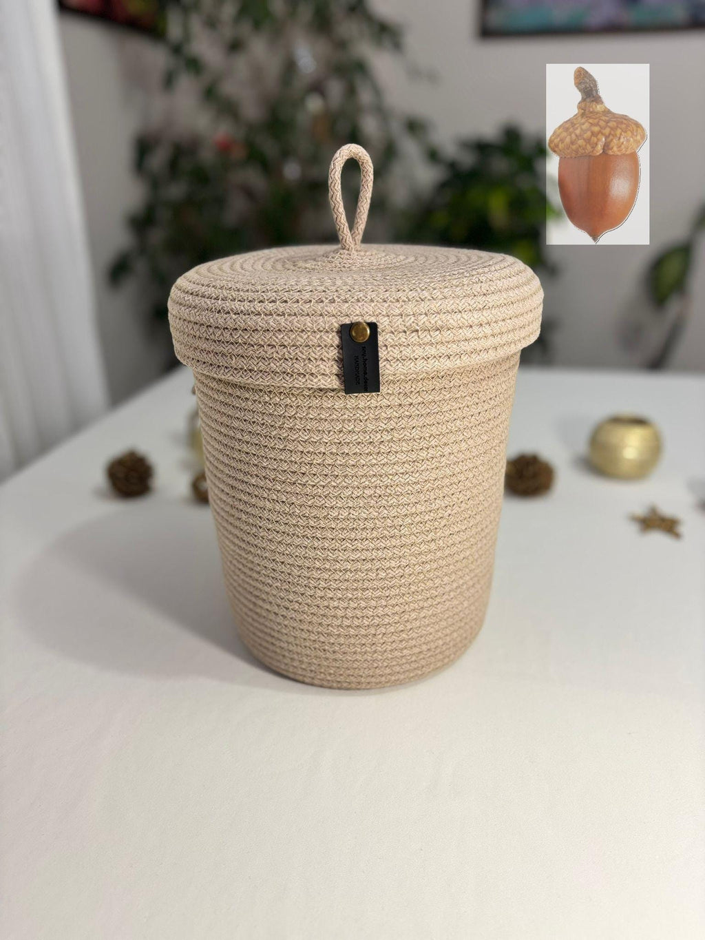 Handmade Woven Rope Basket with Lid: Versatile Home Organizer Multiple Color