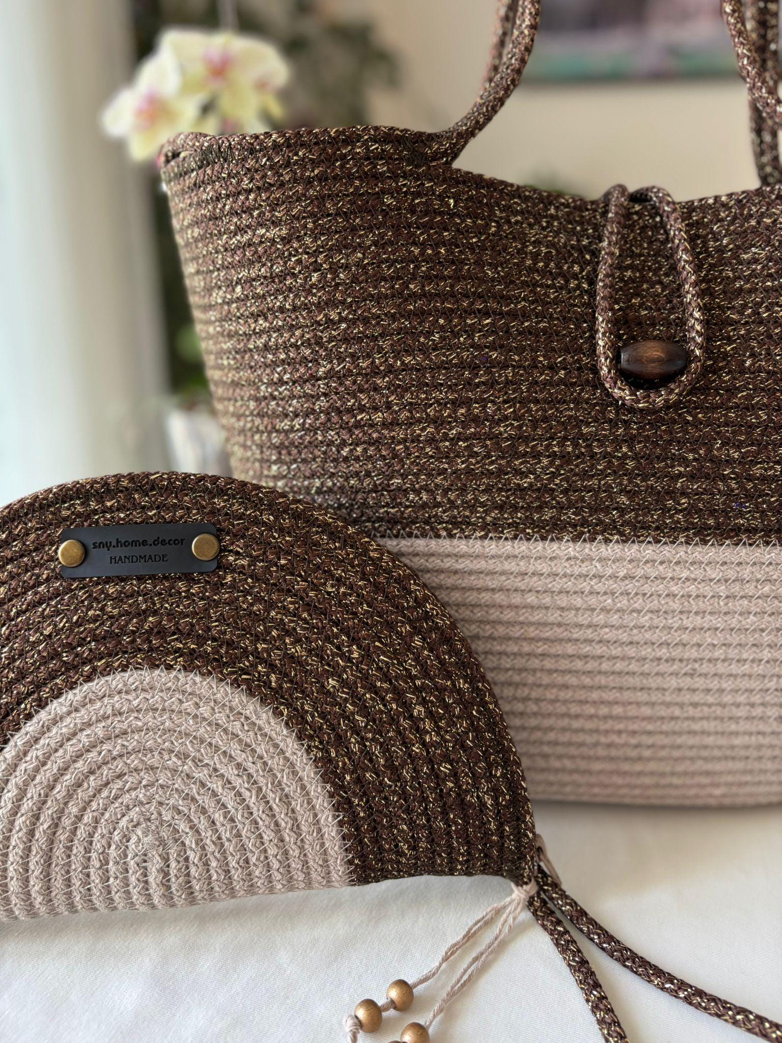 Handwoven Jute Rope Shoulder Bag: Boho Beach Tote