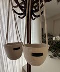 Handmade Crochet Cotton Hanging Planter Basket Set: Indoor/Outdoor Decor