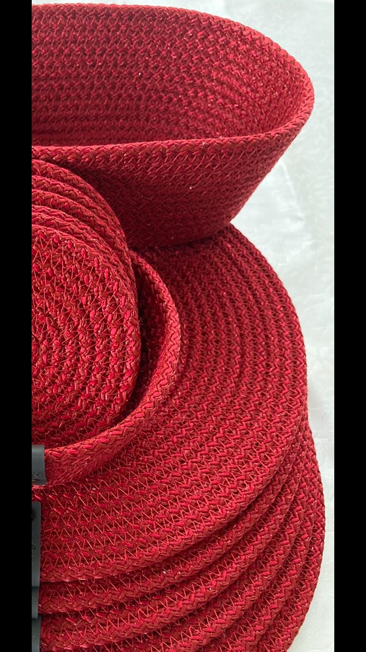 Red Cotton Rope Placemat Set: Dining Table Decor, Bread Basket & Coasters