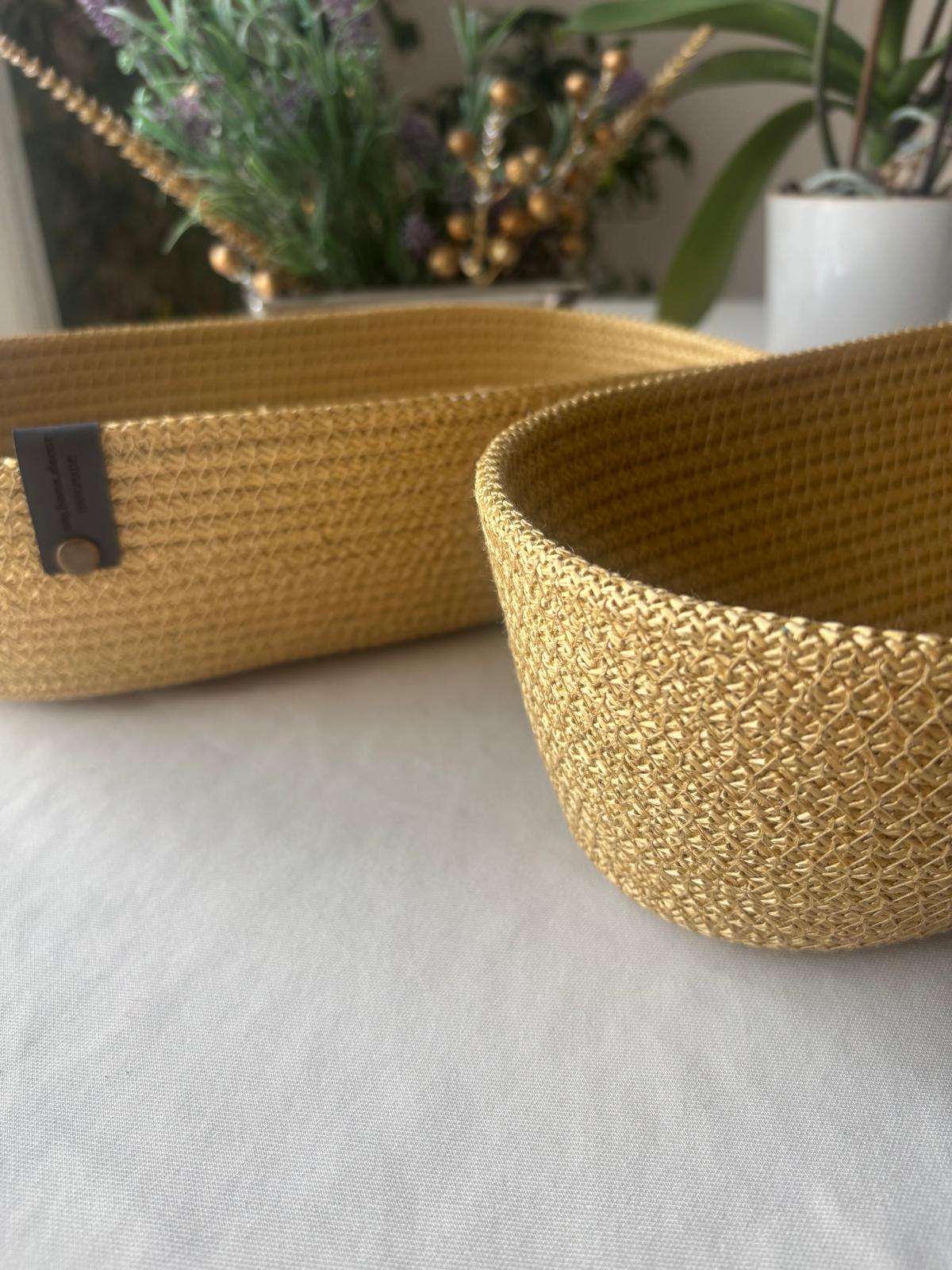 Handmade Woven Bread Basket Set: Rustic Kitchen Table Decor