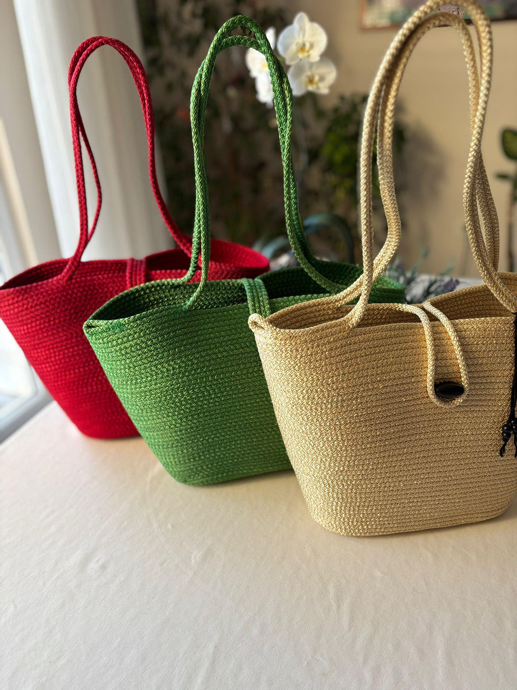 Handmade Jute Rope Handbag: Braided Boho Beach Tote