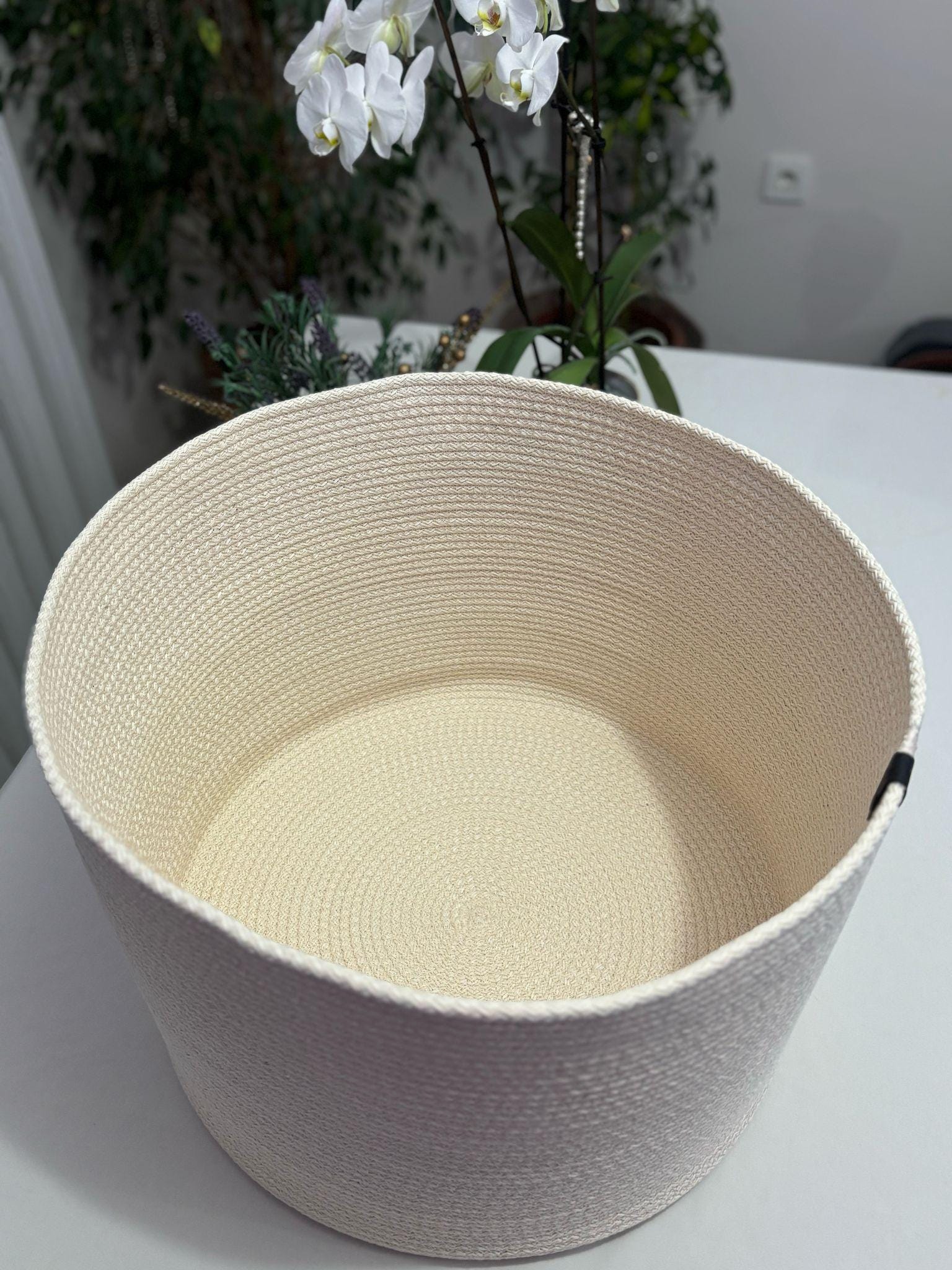 Handmade Cotton Rope Basket with Lid: XL Woven Storage Organizer