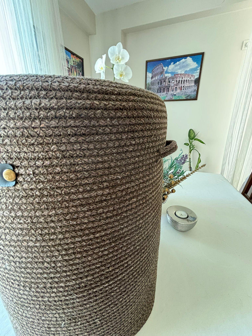 Handmade Woven Water Dispenser Bottle Cover: Rustic Crochet Carboy Cover