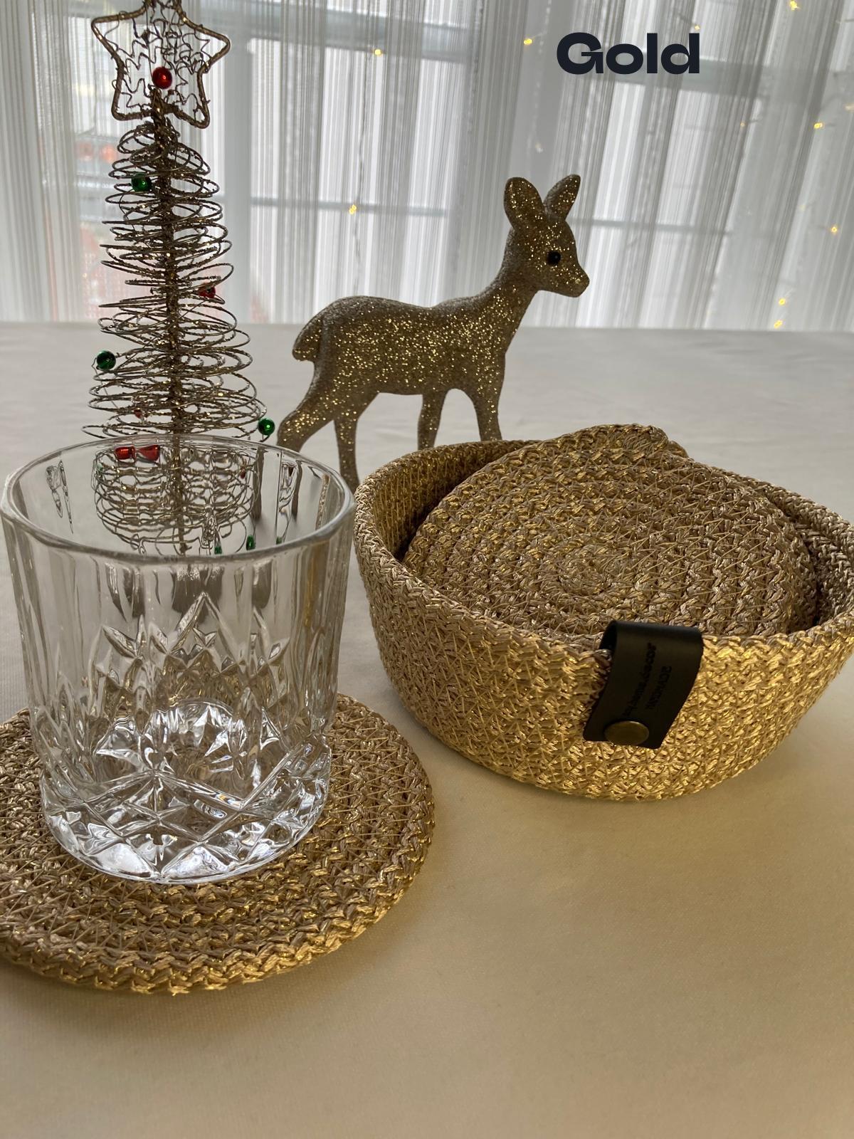 Crochet Coasters Set: Handmade Cotton Drink Coasters with Basket
