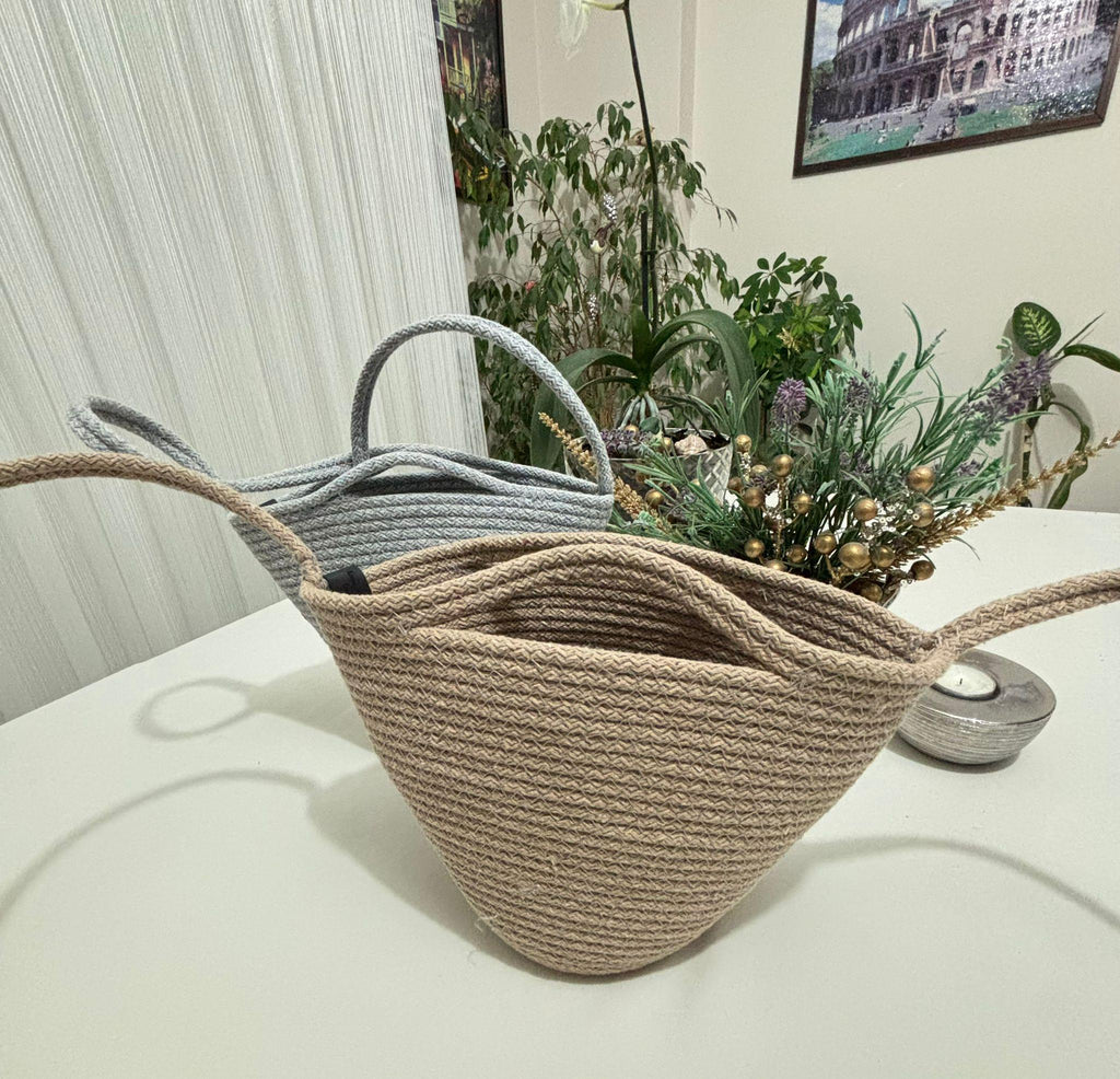 Handmade Rope Tote Bag: Woven Braid Purse - Boho Minimalist Handbag