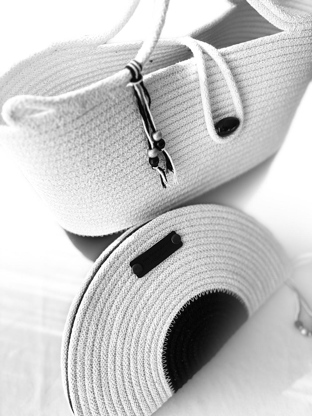 Handmade Jute Rope Bag Set: Braided Beach Tote & Clutch