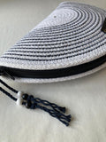 Black&White Handwoven Jute Rope Bag: Black & White Summer Beach Tote
