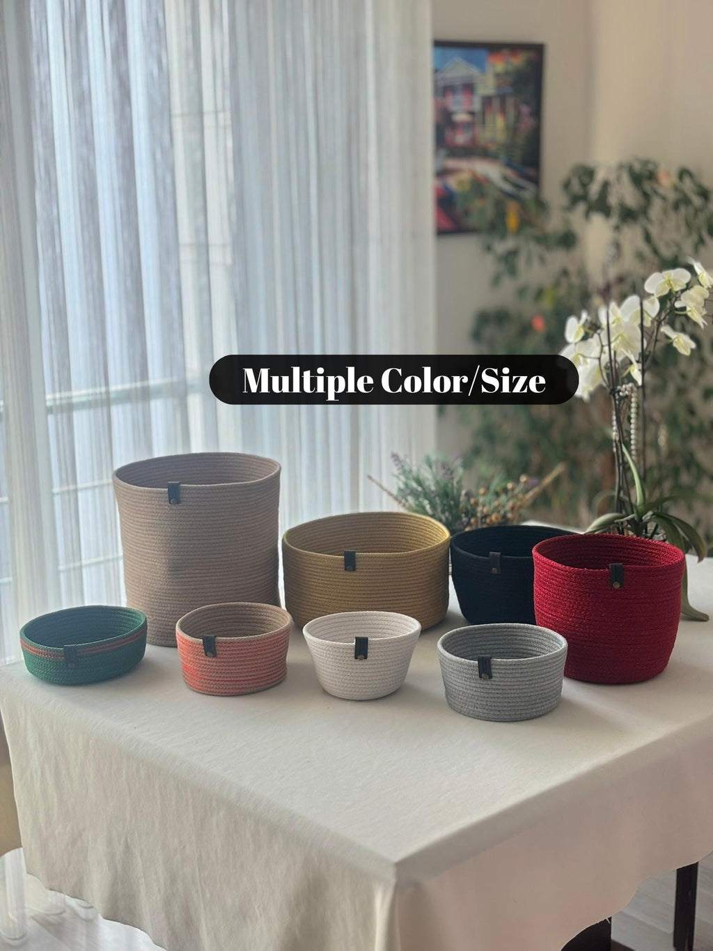 Handmade Woven Storage Basket Set - 8 Sizes - Versatile Home Organizer