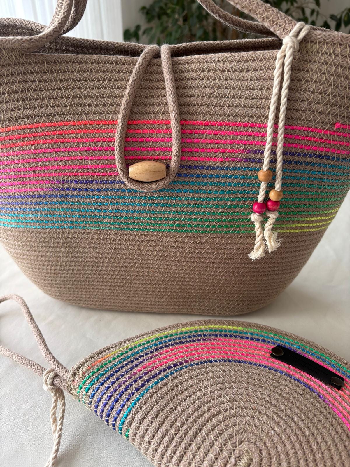 Handmade Jute Rope Shoulder Bag: Braided Boho Beach Tote