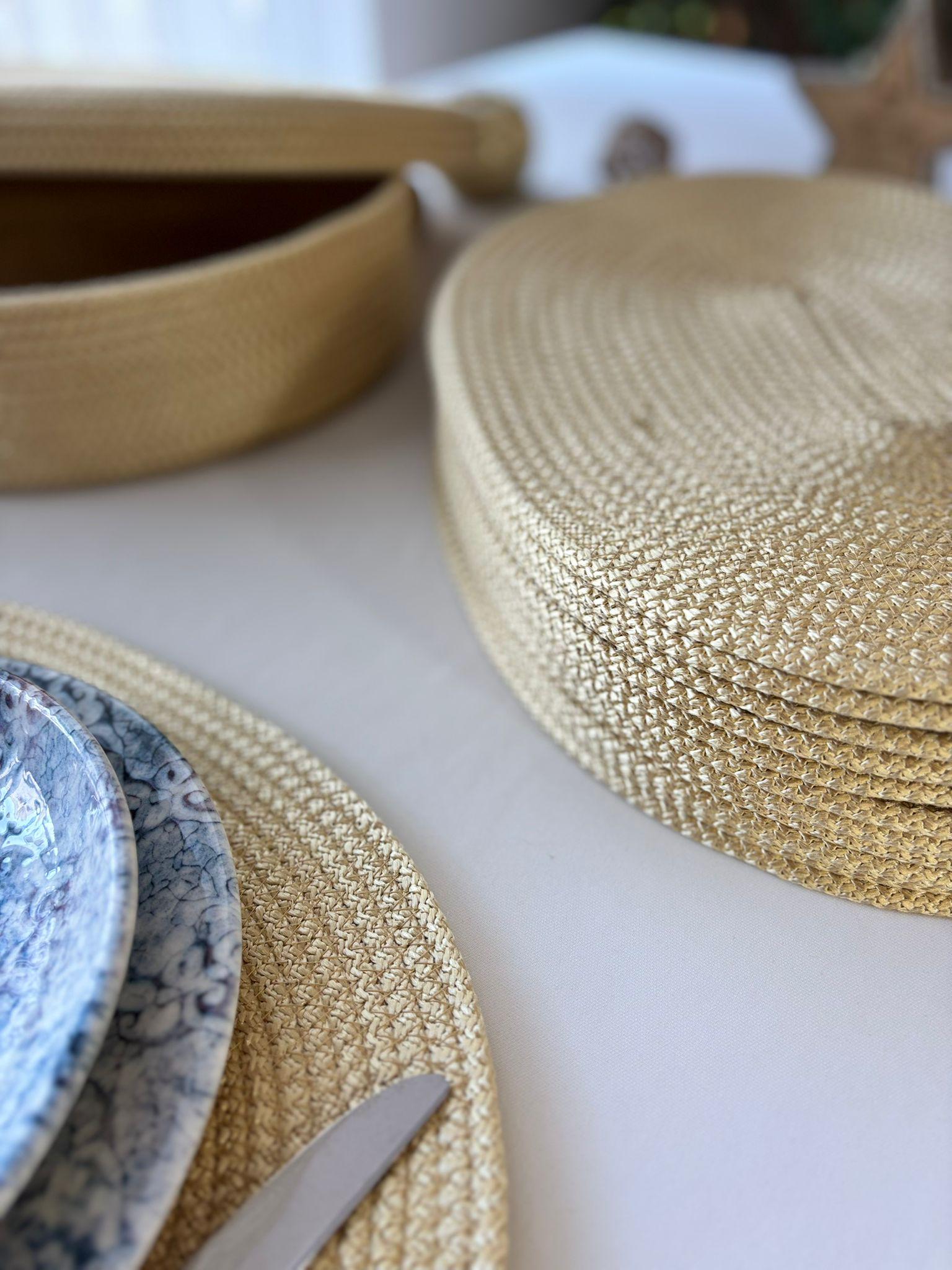 Handmade Woven Placemats & Box with lid Set: Boho Table Decor