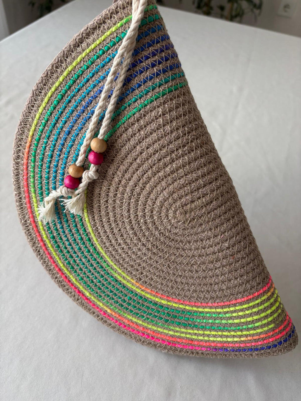 Handmade Jute Rope Shoulder Bag: Braided Boho Beach Tote