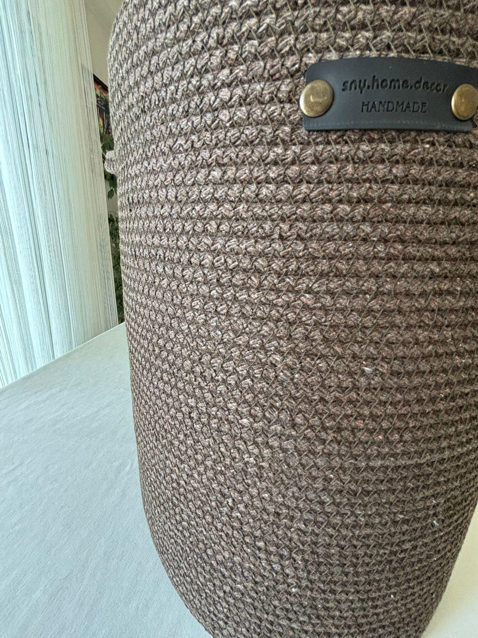Handmade Woven Water Dispenser Bottle Cover: Rustic Crochet Carboy Cover