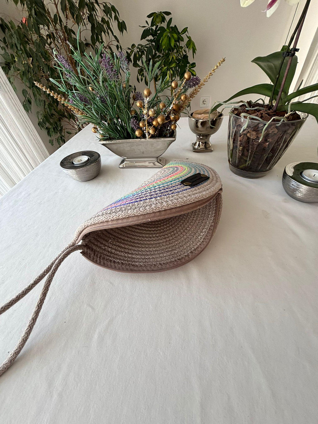 Handmade Jute Rope Handbag: Braided Boho Beach Tote