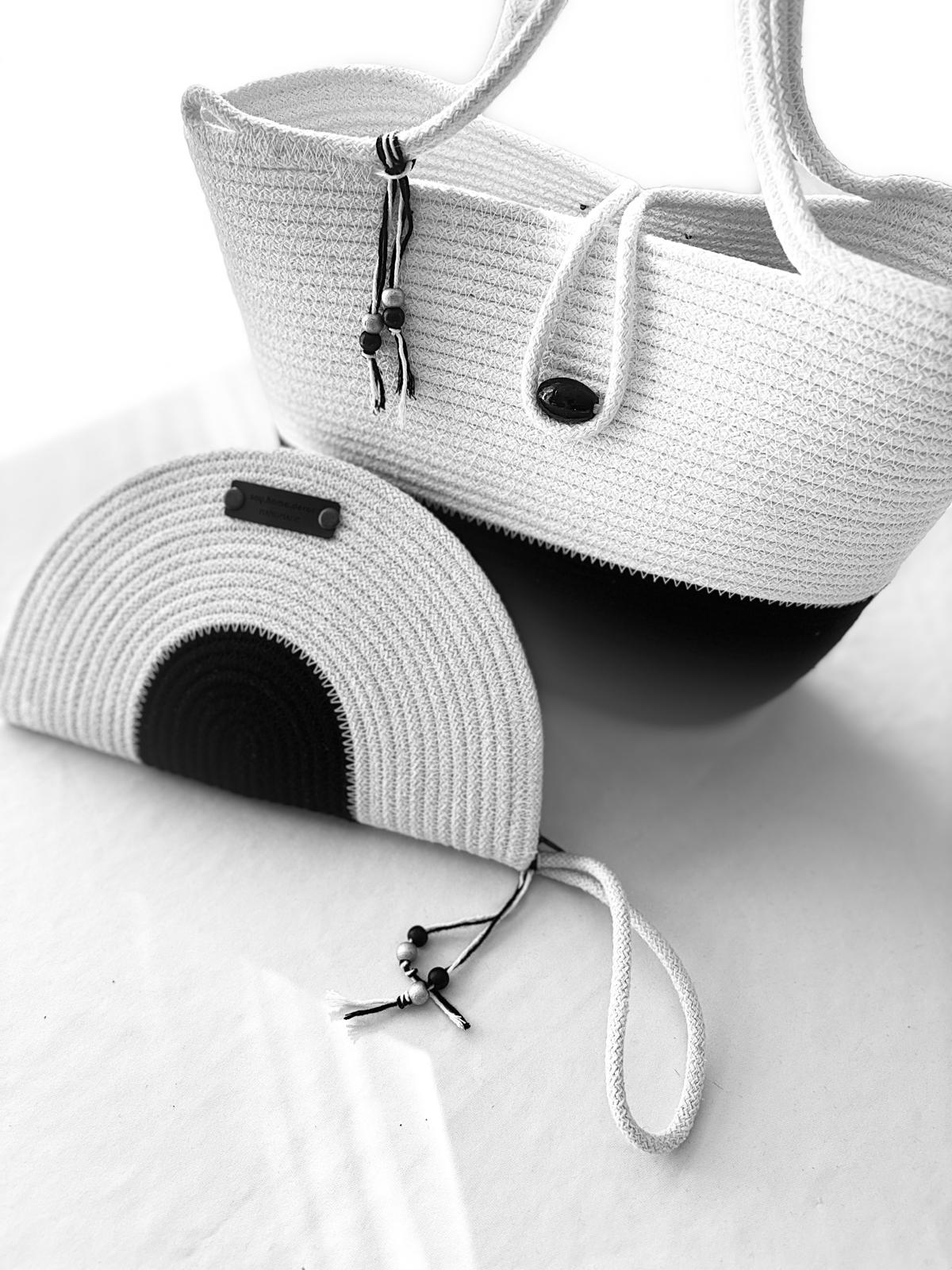 Handmade Jute Rope Bag Set: Braided Beach Tote & Clutch