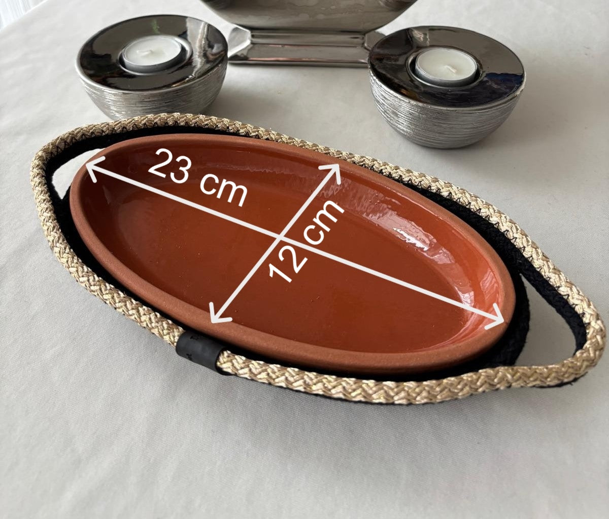 Handmade Terracotta Casserole Dish with Woven Cover - Hot Meal Serving