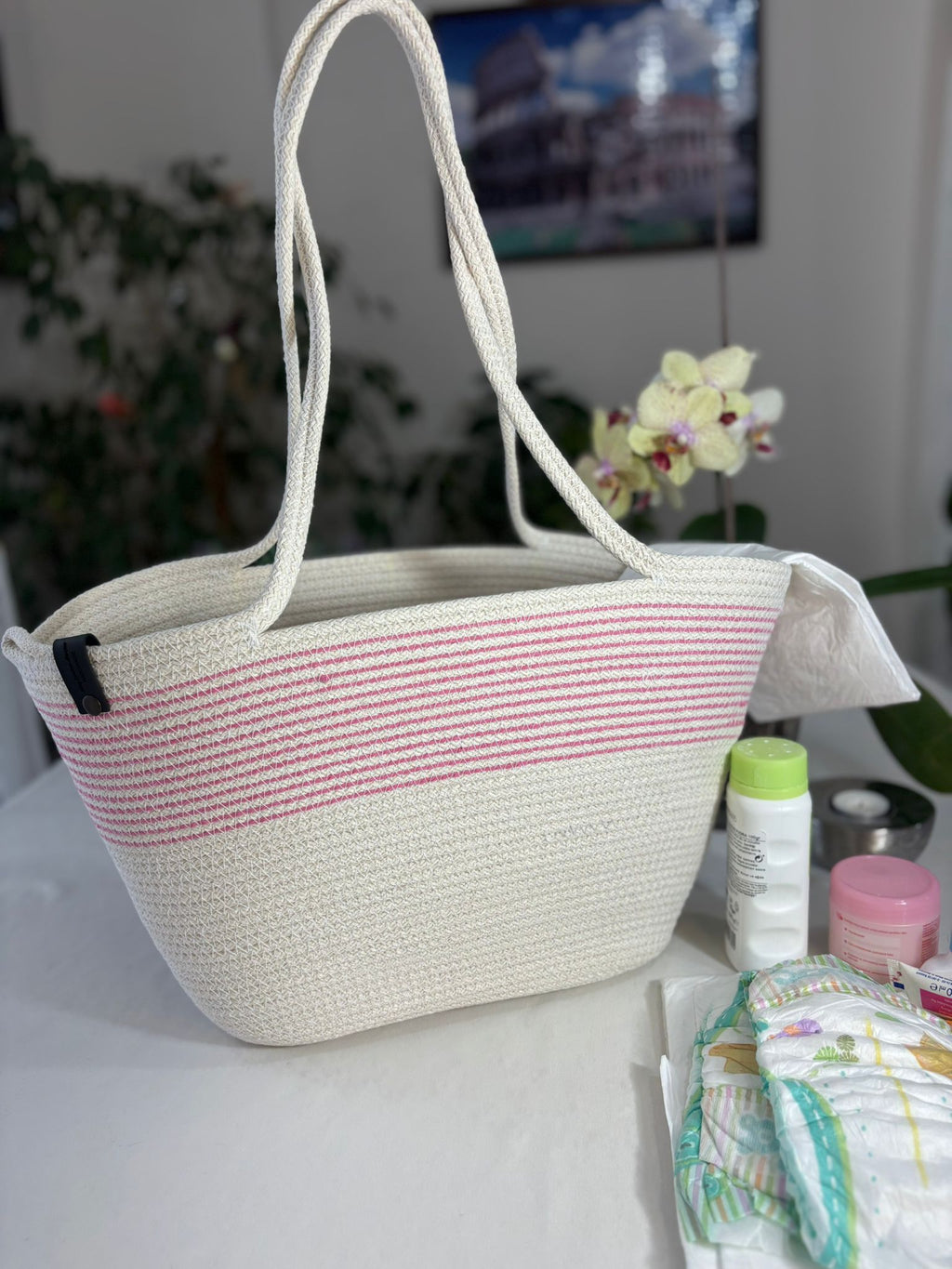 Handmade Yellow (Gold) Jute Rope Bag: Braided Boho Beach Tote