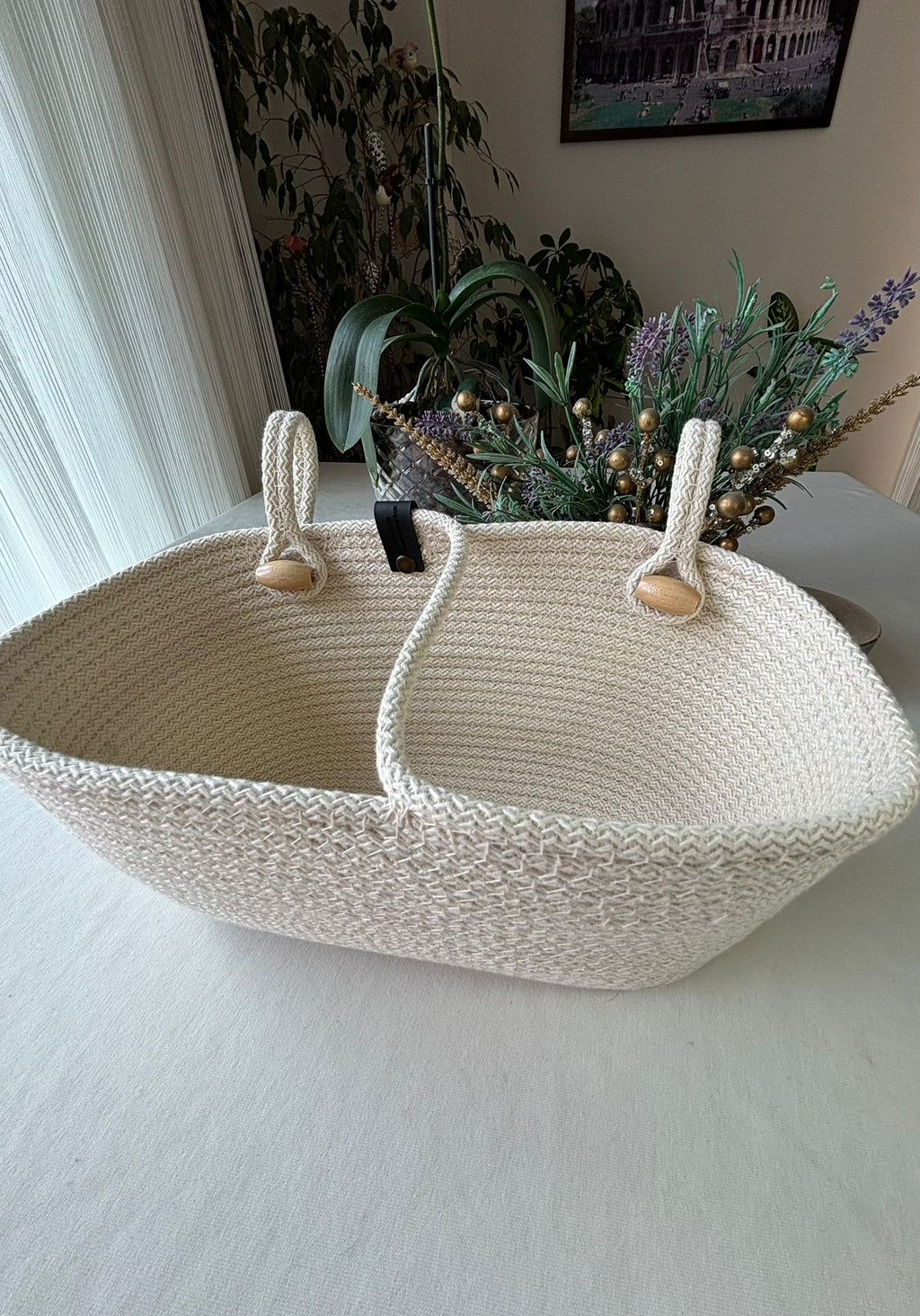 Hanging Cotton Rope Storage Basket: Multi-Use Organizer