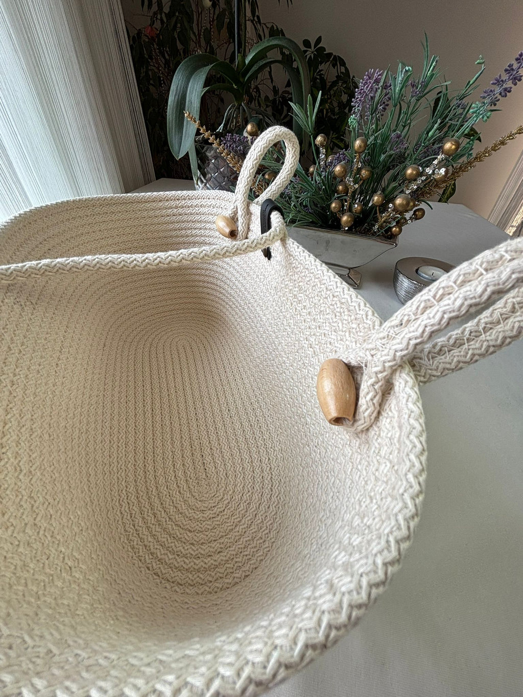 Hanging Cotton Rope Storage Basket: Multi-Use Organizer