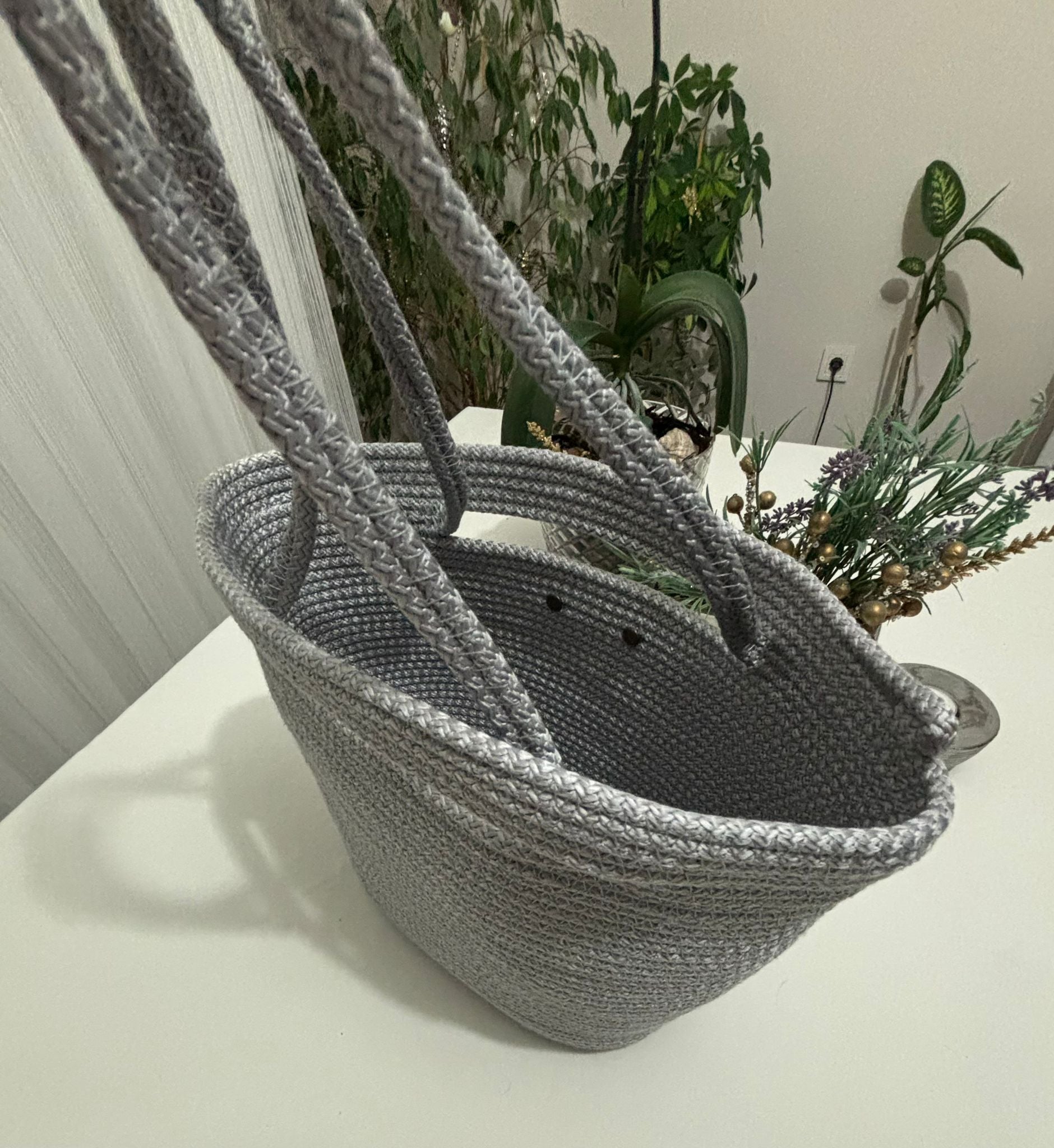 Handgemachte Seil-Tragetasche: Gewebte Flechttasche - Boho Minimalistische Handtasche