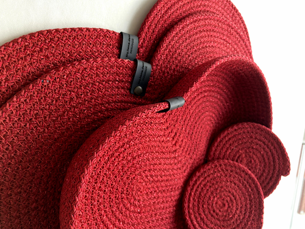 Handwoven Heart Placemat Set: Valentine's Day Dining Table Decor