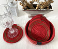 Crochet Coasters Set: Handmade Cotton Drink Coasters with Basket