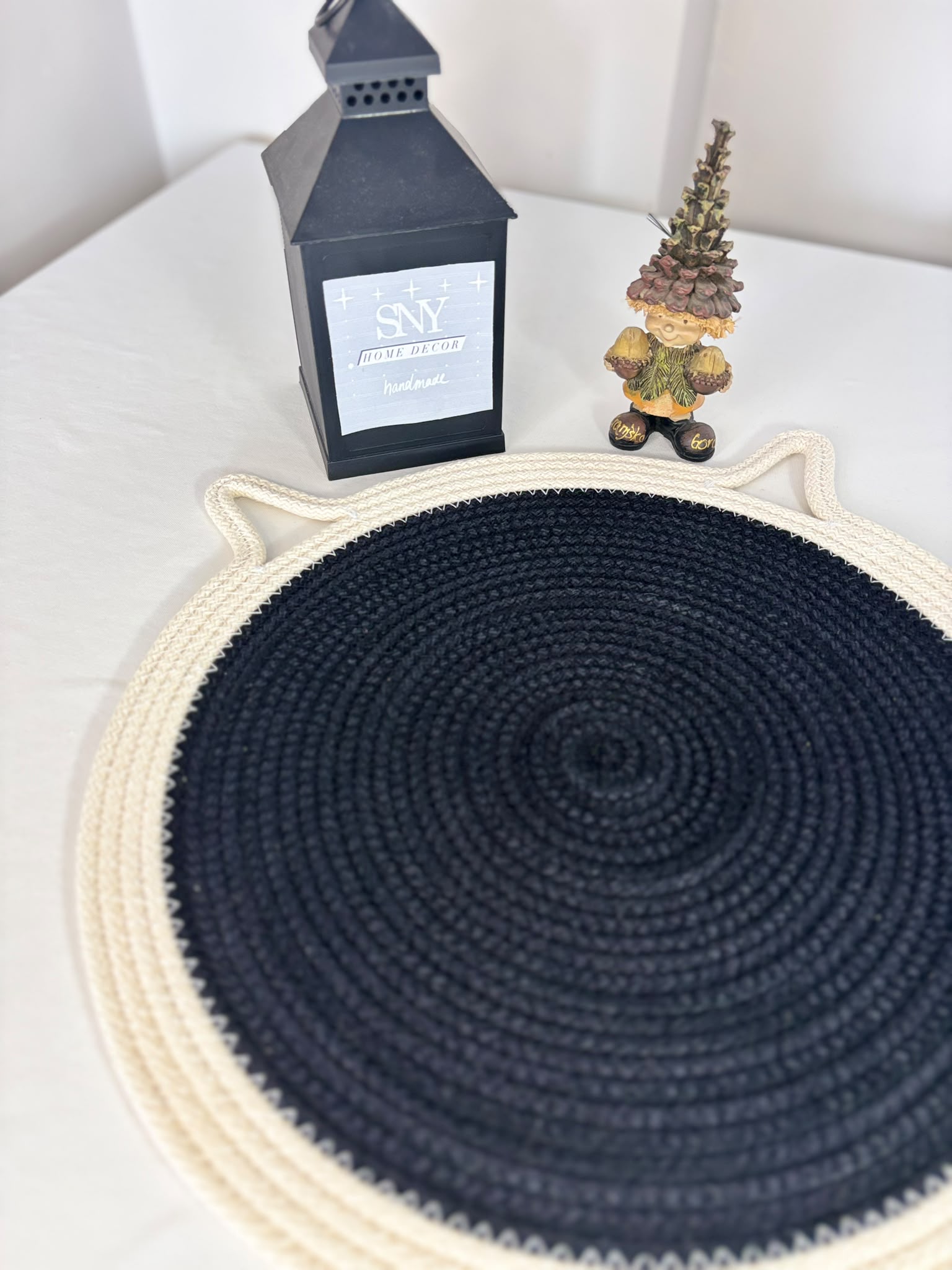 Handmade Cotton Rope Cat Feeding Mat | Washable Pet Bowl Placemat | Modern Cat Accessories
