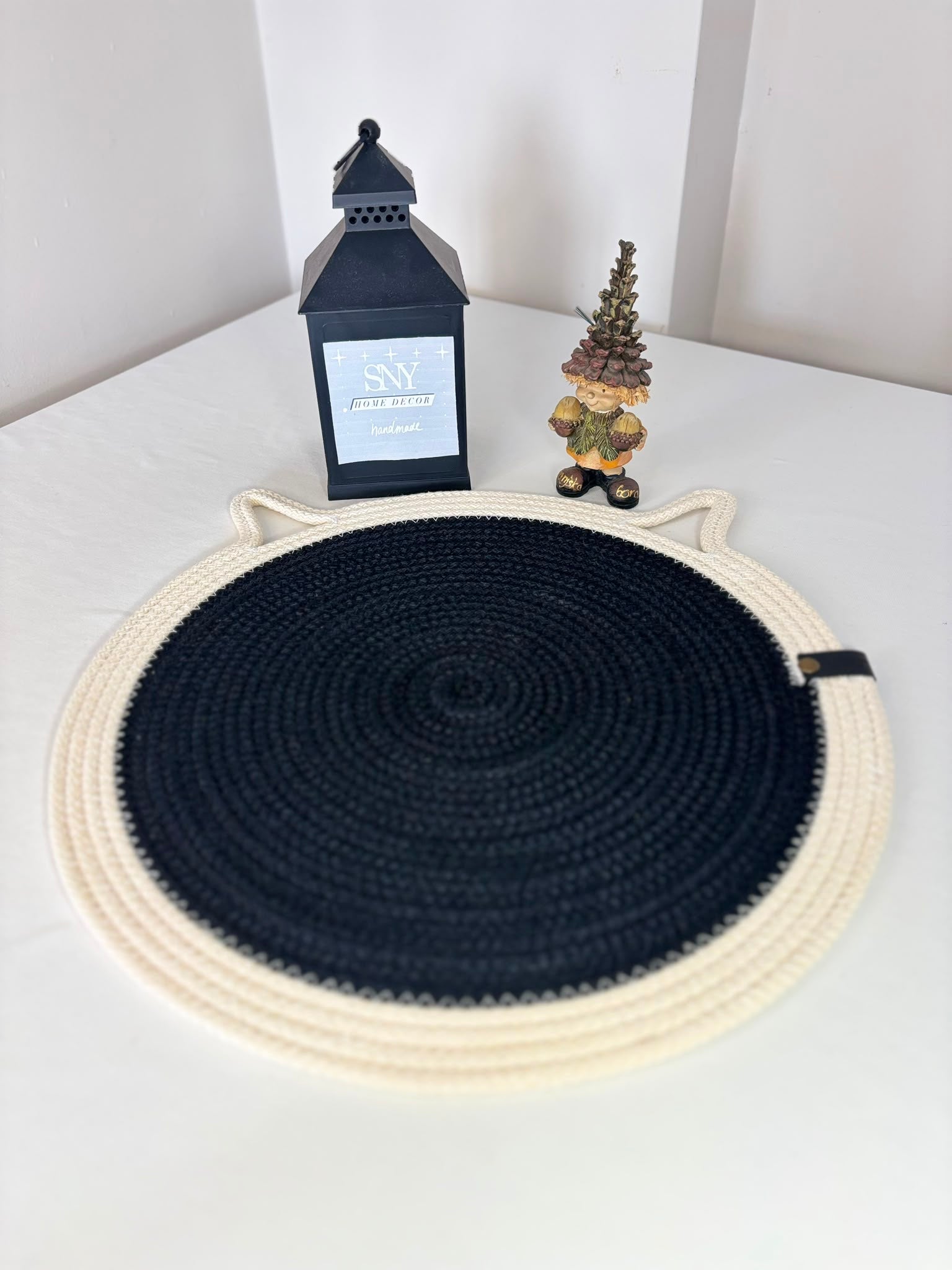 Handmade Cotton Rope Cat Feeding Mat | Washable Pet Bowl Placemat | Modern Cat Accessories