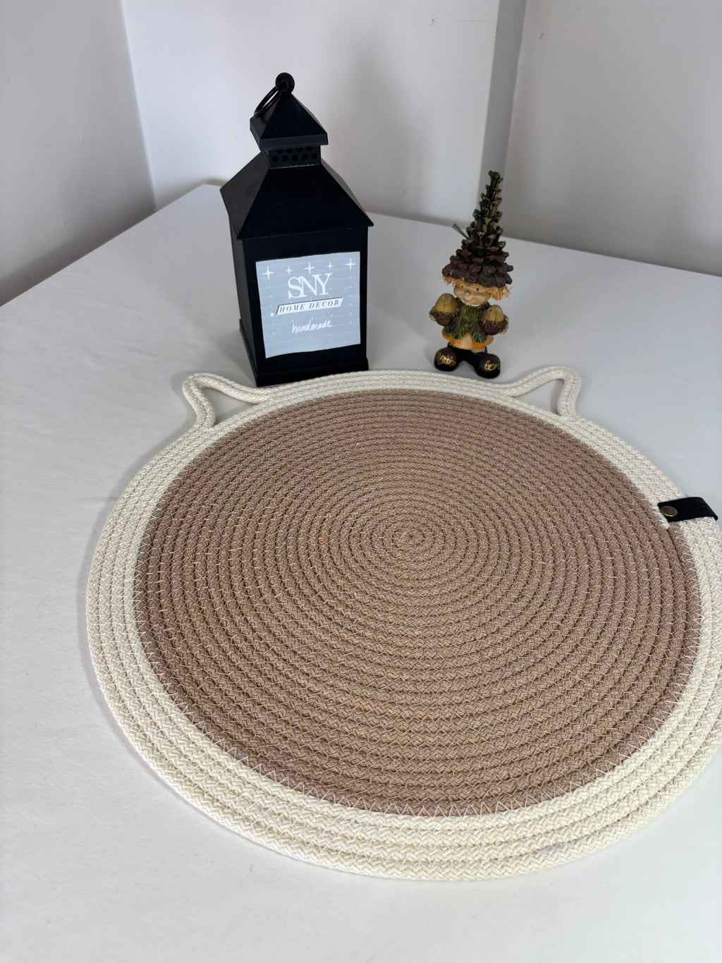 Handmade Cotton Rope Cat Feeding Mat | Washable Pet Bowl Placemat | Modern Cat Accessories