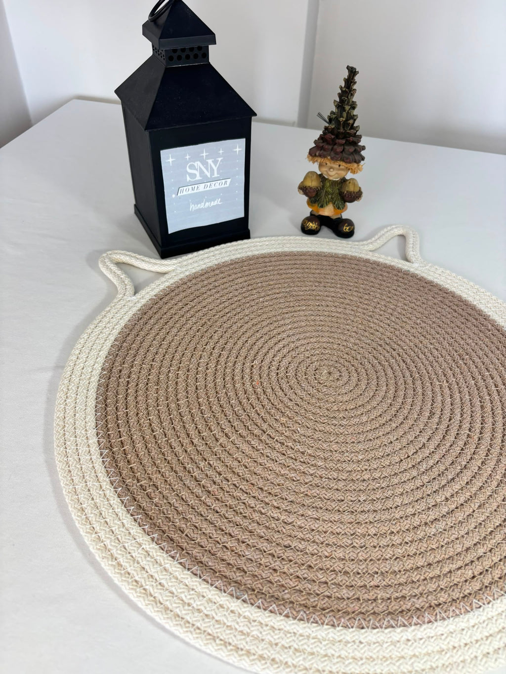 Handmade Cotton Rope Cat Feeding Mat | Washable Pet Bowl Placemat | Modern Cat Accessories