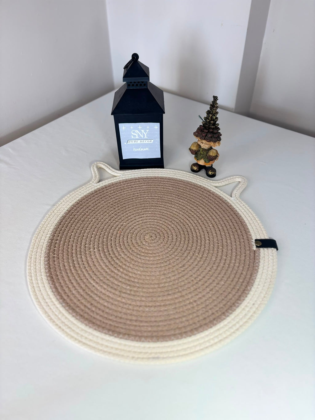 Handmade Cotton Rope Cat Feeding Mat | Washable Pet Bowl Placemat | Modern Cat Accessories