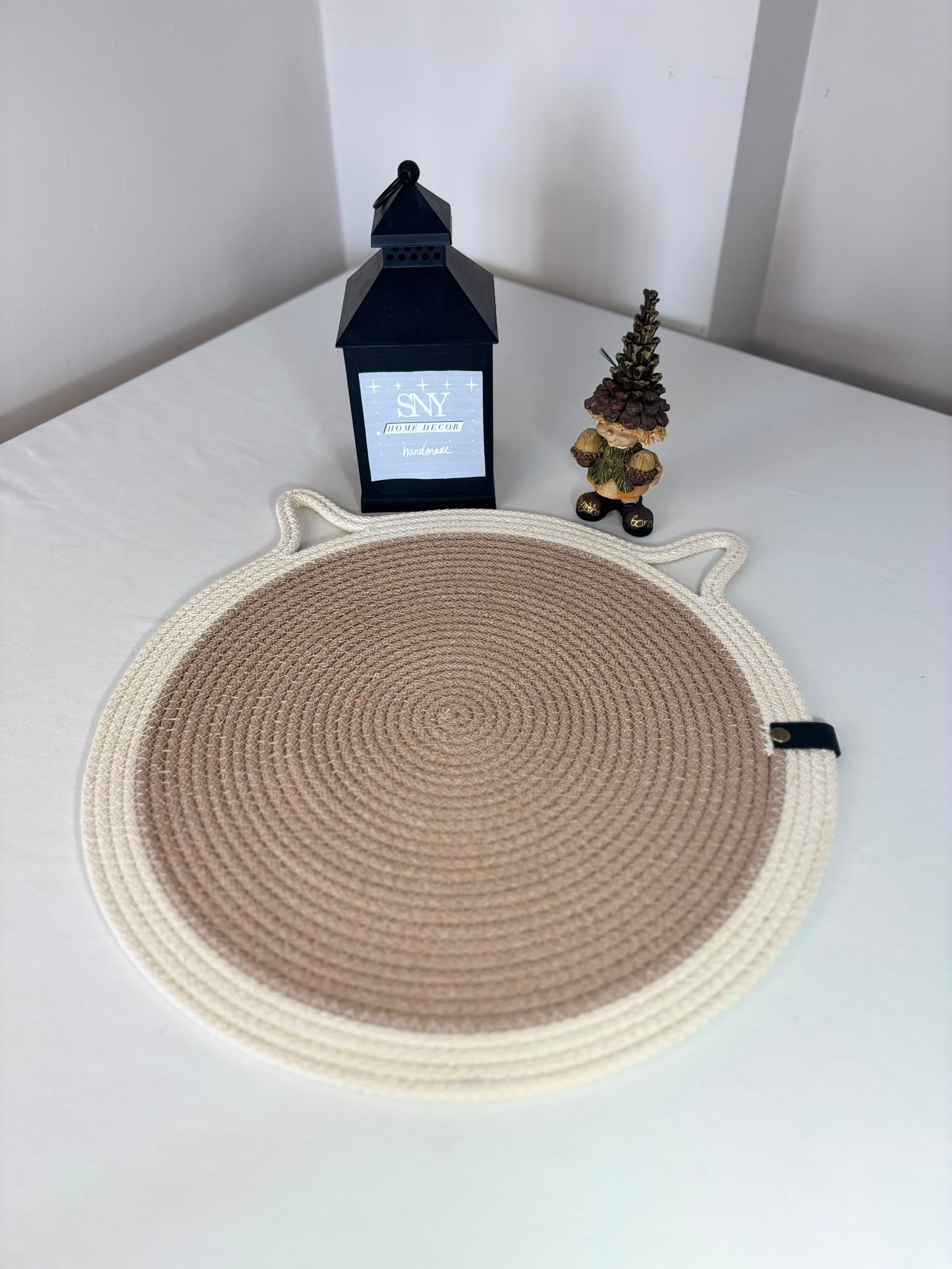 Handmade Cotton Rope Cat Feeding Mat | Washable Pet Bowl Placemat | Modern Cat Accessories